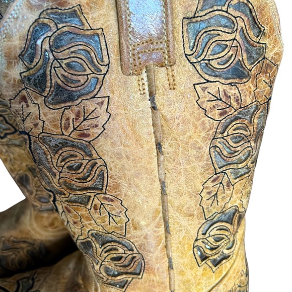 CORRAL Leather Rose & Cross Western Boots Cowgirl Women’s Size 7 FAST SHIPPING - Picture 5 of 14